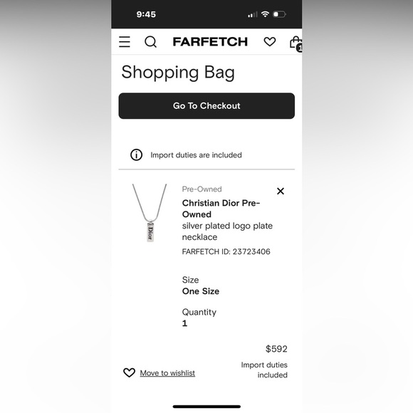 Christian Dior silver plated logo plate necklace w/box - Picture 4 of 7